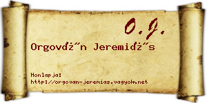 Orgován Jeremiás névjegykártya